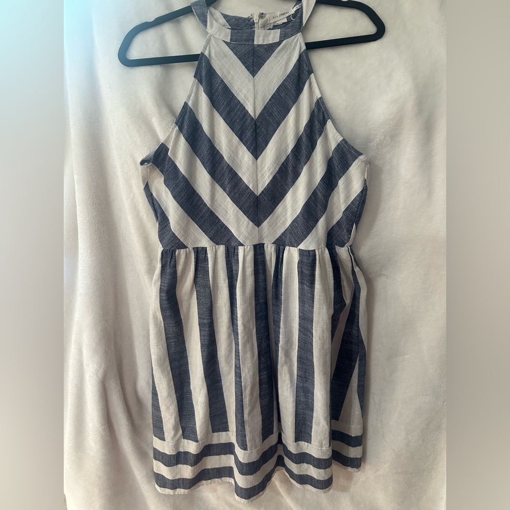 Blu Pepper Striped Black and Cream Dress